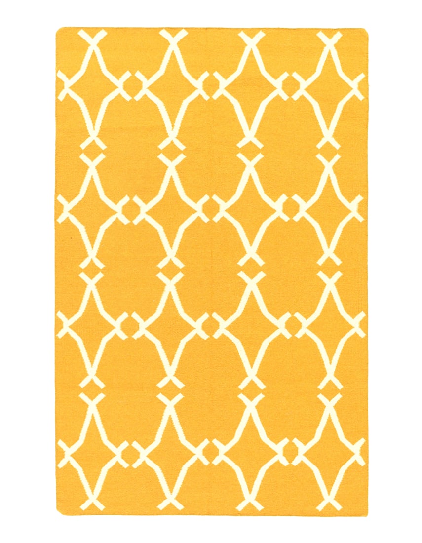 Gold color Modern Flat Weave 5' X 8': Gold color Modern Flat Weave 5' X 8' - New, Flat Weave, Hand-Knotted, Lamb's Wool, 300 -D05762- 862.This item is part of our fine auction collection which includes many fine home accessories including