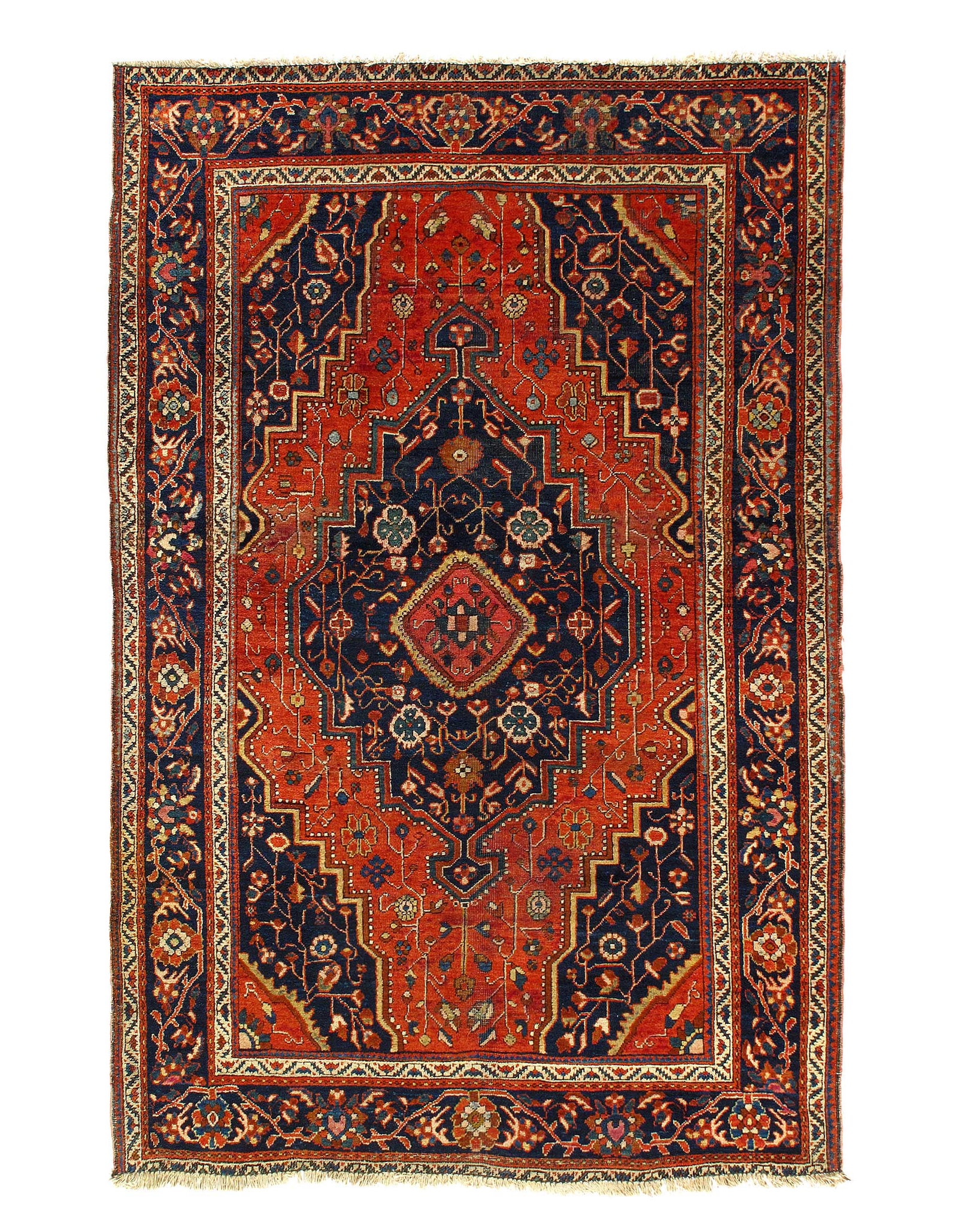 Persian Antique Farahan 4'3'' X 6'8'': Persian Antique Farahan 4'3'' X 6'8'' - Circa 1900, Farahan, Hand-Knotted, Lamb's Wool, 300 -D11599- 862.This item is part of our fine auction collection which includes many fine home accessories incl
