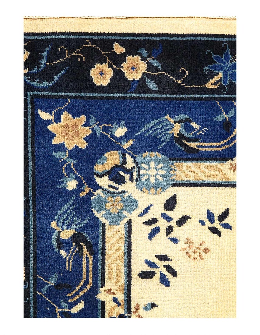 Fine Hand Knotted antique Chinese Peking Design Sample 2'1"X 3'1" (1 of 3)