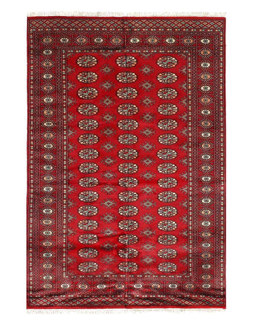 Fine Hand Knotted Bokhara rug 4' x 6': Fine Hand Knotted Bokhara rug 4' x 6' - New, Bokhara, Hand-Knotted, Lamb's Wool, 300 -D12551- 862.This item is part of our fine auction collection which includes many fine home accessories including a