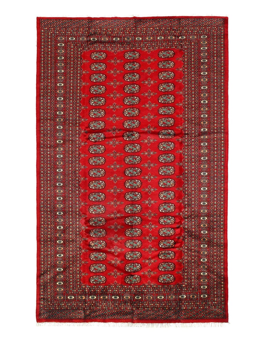 Fine Hand Knotted Bokhara rug 5' x 8': Fine Hand Knotted Bokhara rug 5' x 8' - New, Bokhara, Hand-Knotted, Lamb's Wool, 300 -D12553- 862.This item is part of our fine auction collection which includes many fine home accessories including a