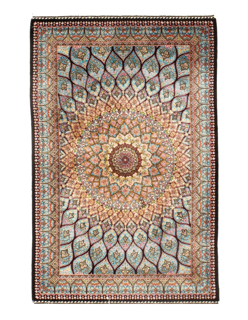 Persian Qum Design Rug 2' X 3': Persian Qum Design Rug 2' X 3' New, Qum, Machine Made, V.silk, 300 -D15684- 862.This item is part of our fine auction collection which includes many fine home accessories including antique rugs, vinta