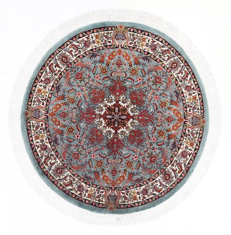 Fine Hand knotted Persian Bidjar round rug 3'5'' X 3'5'': Fine Hand knotted Persian Bidjar round rug 3'5'' X 3'5'' - New, Bidjar, Hand-Knotted, Lamb's Wool, 300 -D13662- 862.This item is part of our fine auction collection which includes many fine home acces