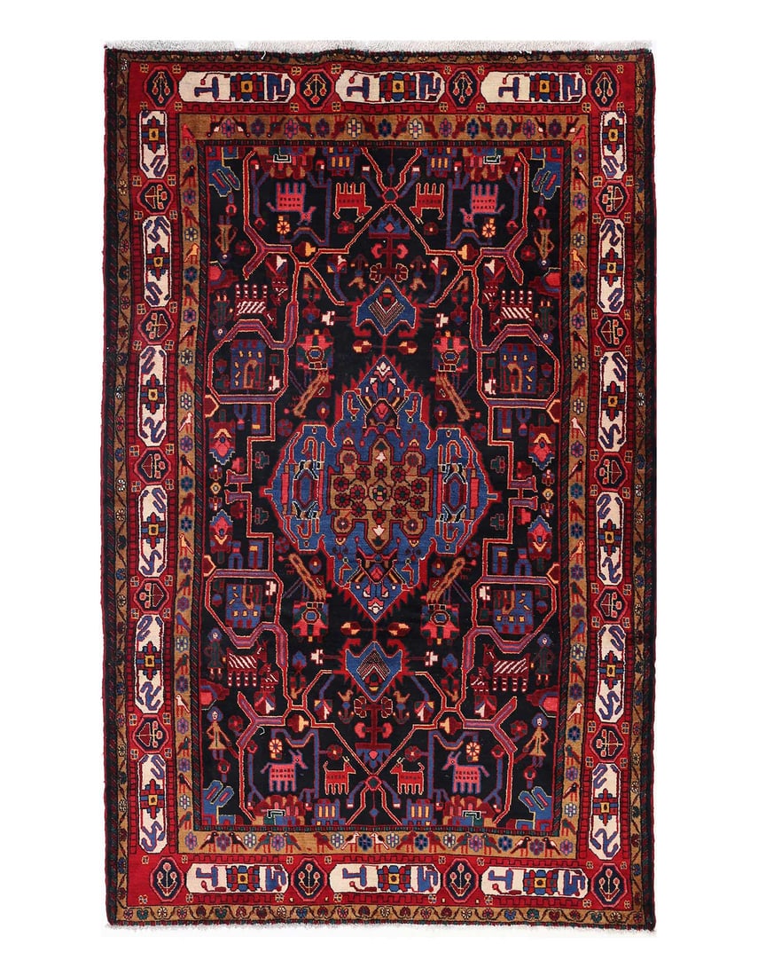 Persian Vintage hand knotted Bakhtiari 5'7'' X 9'2'': Persian Vintage hand knotted Bakhtiari 5'7'' X 9'2'' - New, Bakhtiari, Hand-Knotted, Lamb's Wool, 300 -D14034- 862.This item is part of our fine auction collection which includes many fine home access