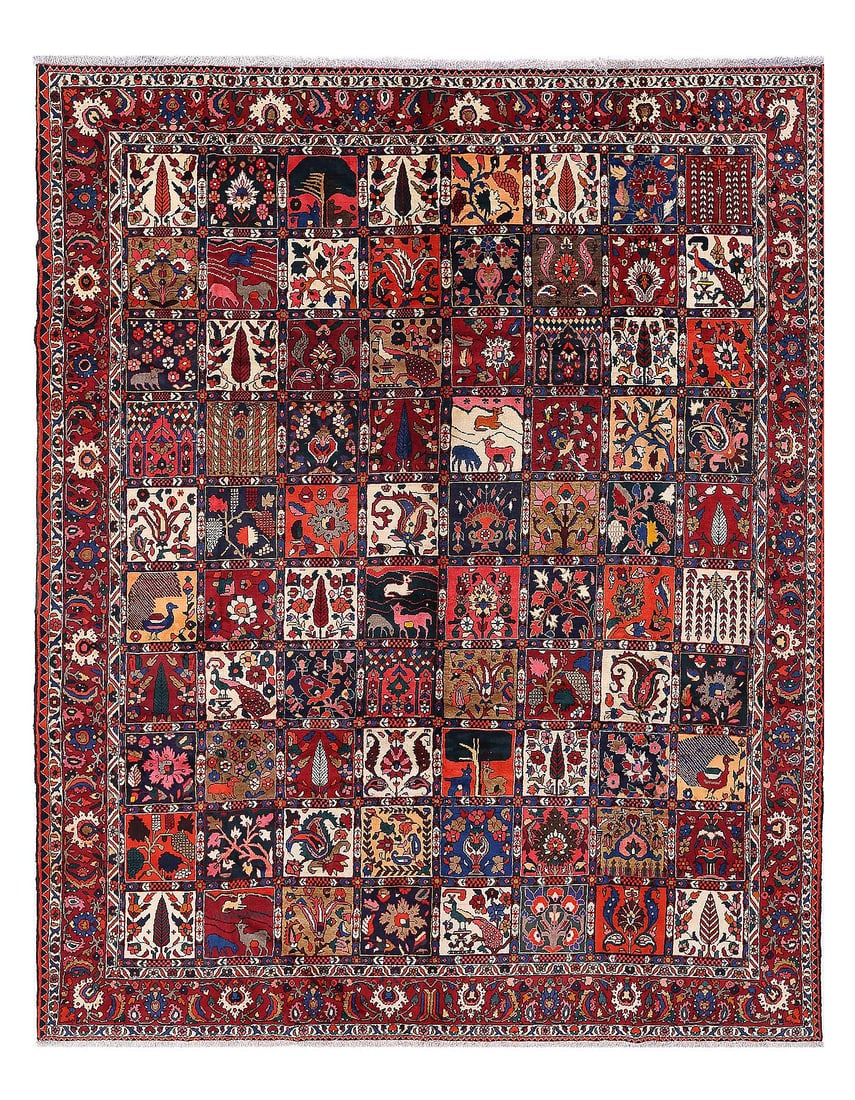 Fine Hand knotted Persian Bakhtiari rug 10'4"X12'9": Fine Hand knotted Persian Bakhtiari rug 10'4"X12'9" - NEW, Bakhtiari, Handmade, Lamb's Wool, 300 -D14028- 862.This item is part of our fine auction collection which includes many fine home accessories
