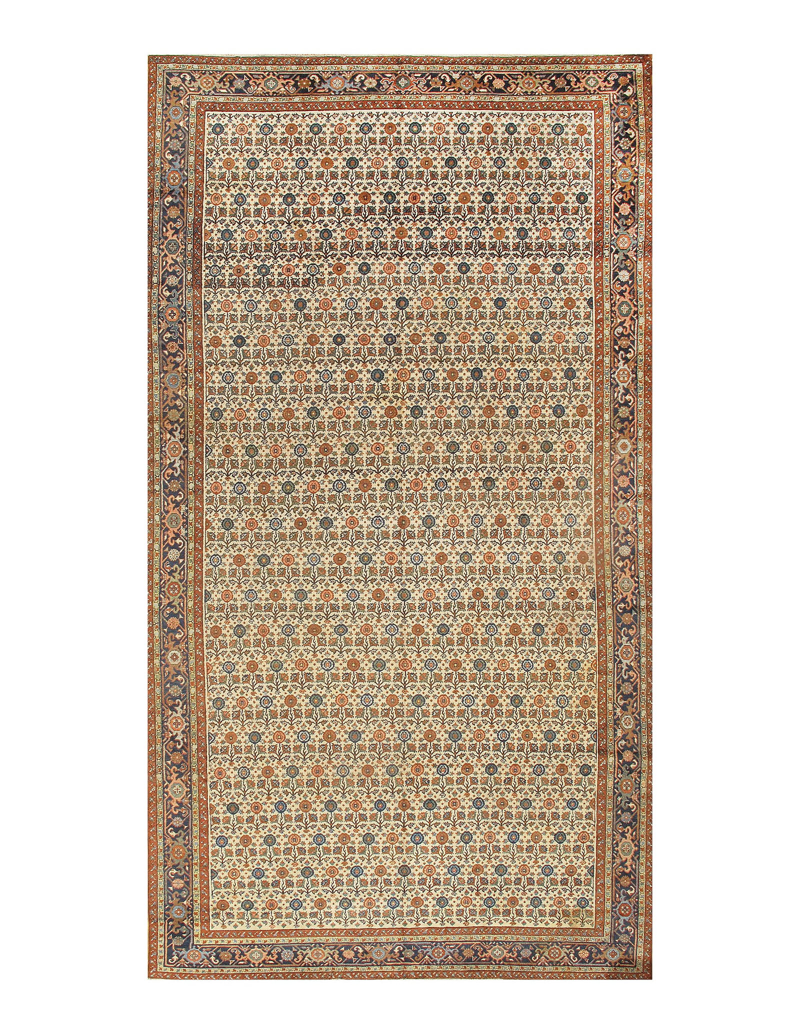 Ivory Antique Persian Bakhshayesh 9' X16'7": Ivory Antique Persian Bakhshayesh 9' X16'7" - Circa 1880, Bakhshaish, Hand-Knotted, Wool on Cotton, 300 -24617- 862.This item is part of our fine auction collection which includes many fine home acces