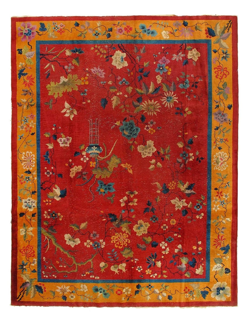 Antique Hand Knotted Chinese Art Deco 8'11'' X 11'7'': Antique Hand Knotted Chinese Art Deco 8'11'' X 11'7'' - 1920s, Art Deco, Hand-Knotted, Lamb's Wool, 300 -D10949- 862.This item is part of our fine auction collection which includes many fine home acce