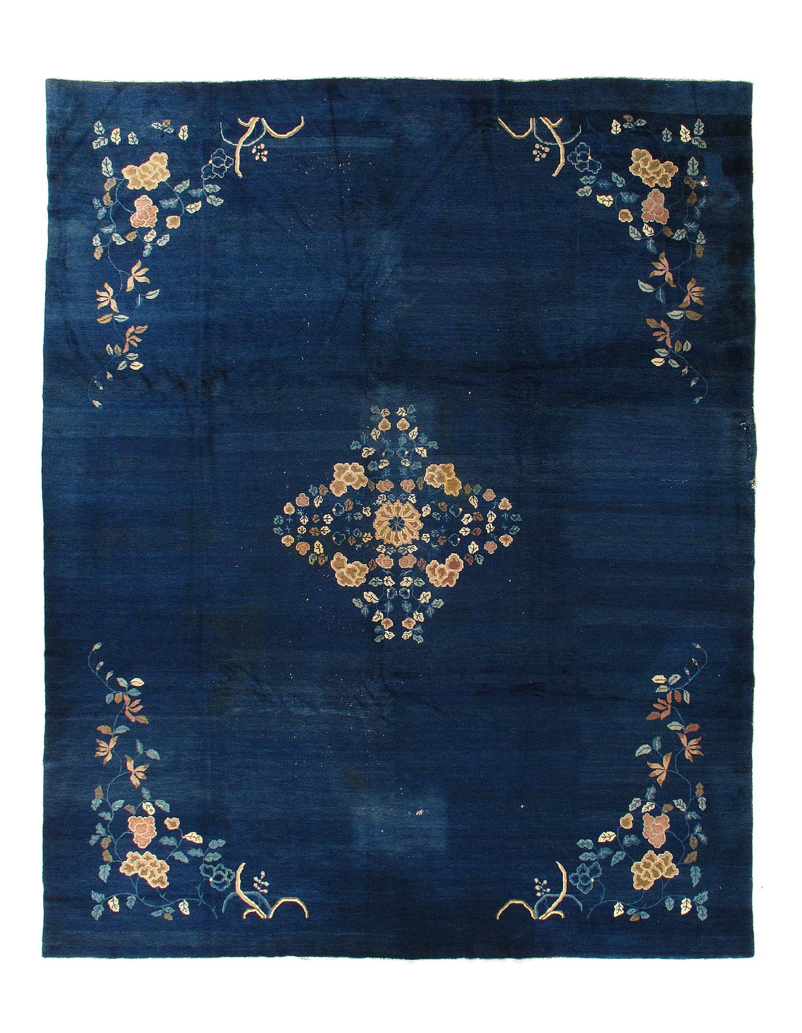 Navy Blue Antique Chinese Art Deco Rug 8'11'' X 11'6'': Navy Blue Antique Chinese Art Deco Rug 8'11'' X 11'6'' - Early 20th Century, Art Deco, Hand-Knotted, Lamb's Wool, 300 -D11679- 862.This item is part of our fine auction collection which includes many 