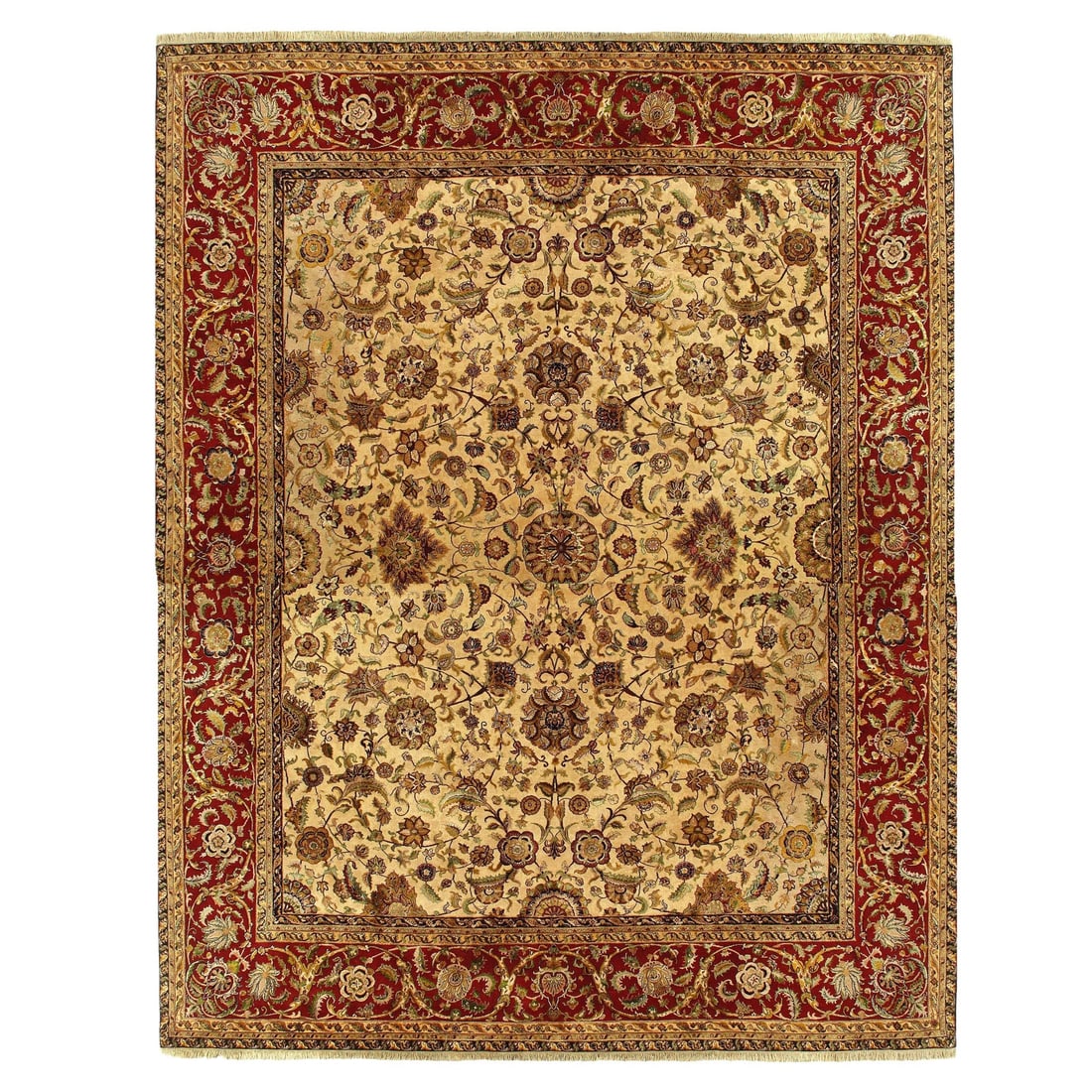 Indo Agra Beige New Zealand Wool Rug - 12' x 15'3": Indo Agra Beige New Zealand Wool Rug - 12' x 15'3" - New, Agra, Hand-Knotted, Lamb's Wool, 300 -D10071- 862.This item is part of our fine auction collection which includes many fine home accessories i