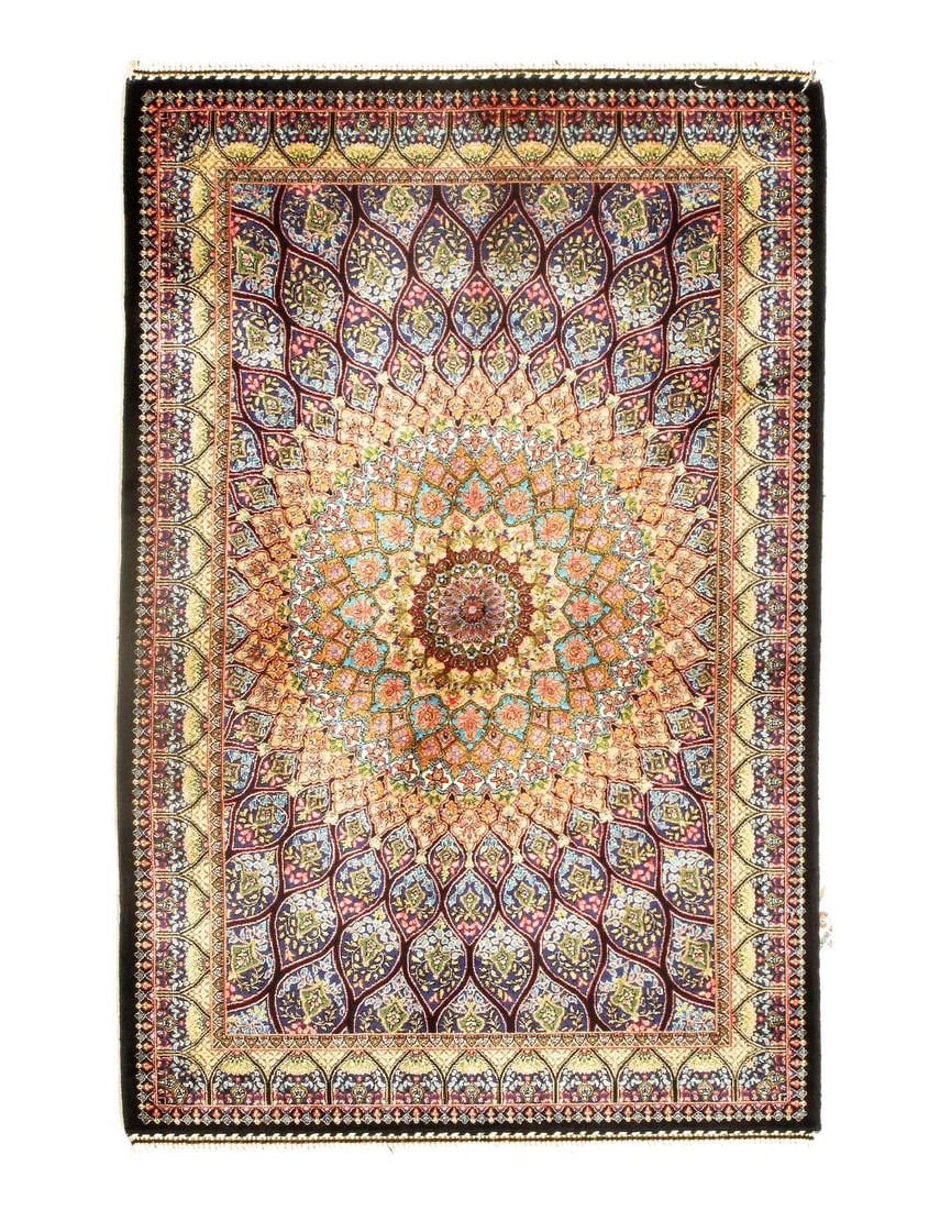 Persian Qum Design Rug 2' X 3': Persian Qum Design Rug 2' X 3' - NEW, Qum, Machine made, V.silk, 300 -D15682- 862.This item is part of our fine auction collection which includes many fine home accessories including antique rugs, vin