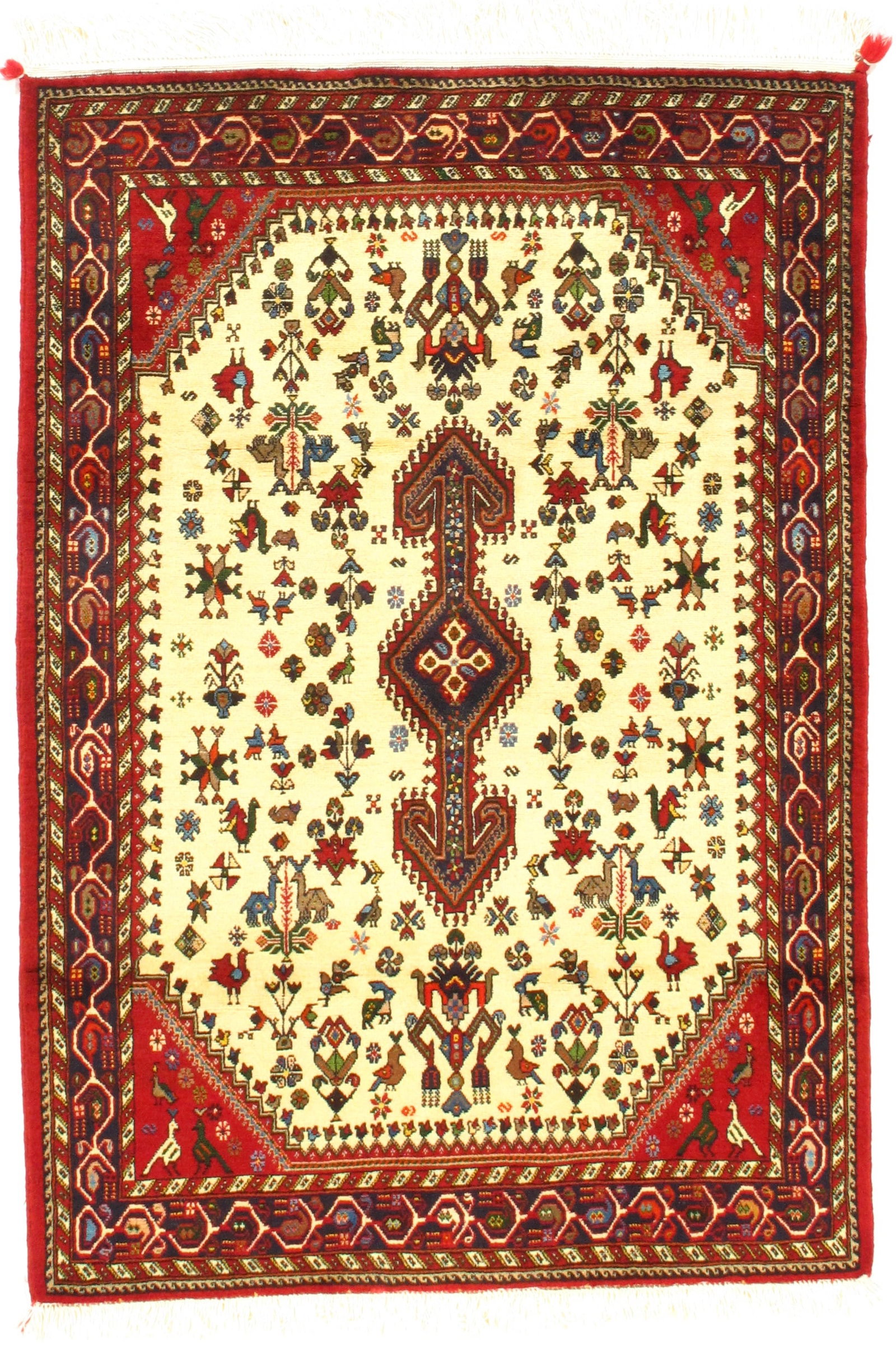Ivory Persian Afshar rug 3' x 5': Ivory Persian Afshar rug 3' x 5' - New, Afshar, Hand-Knotted, Lamb's Wool, 300 -D08656- 862.This item is part of our fine auction collection which includes many fine home accessories including antique