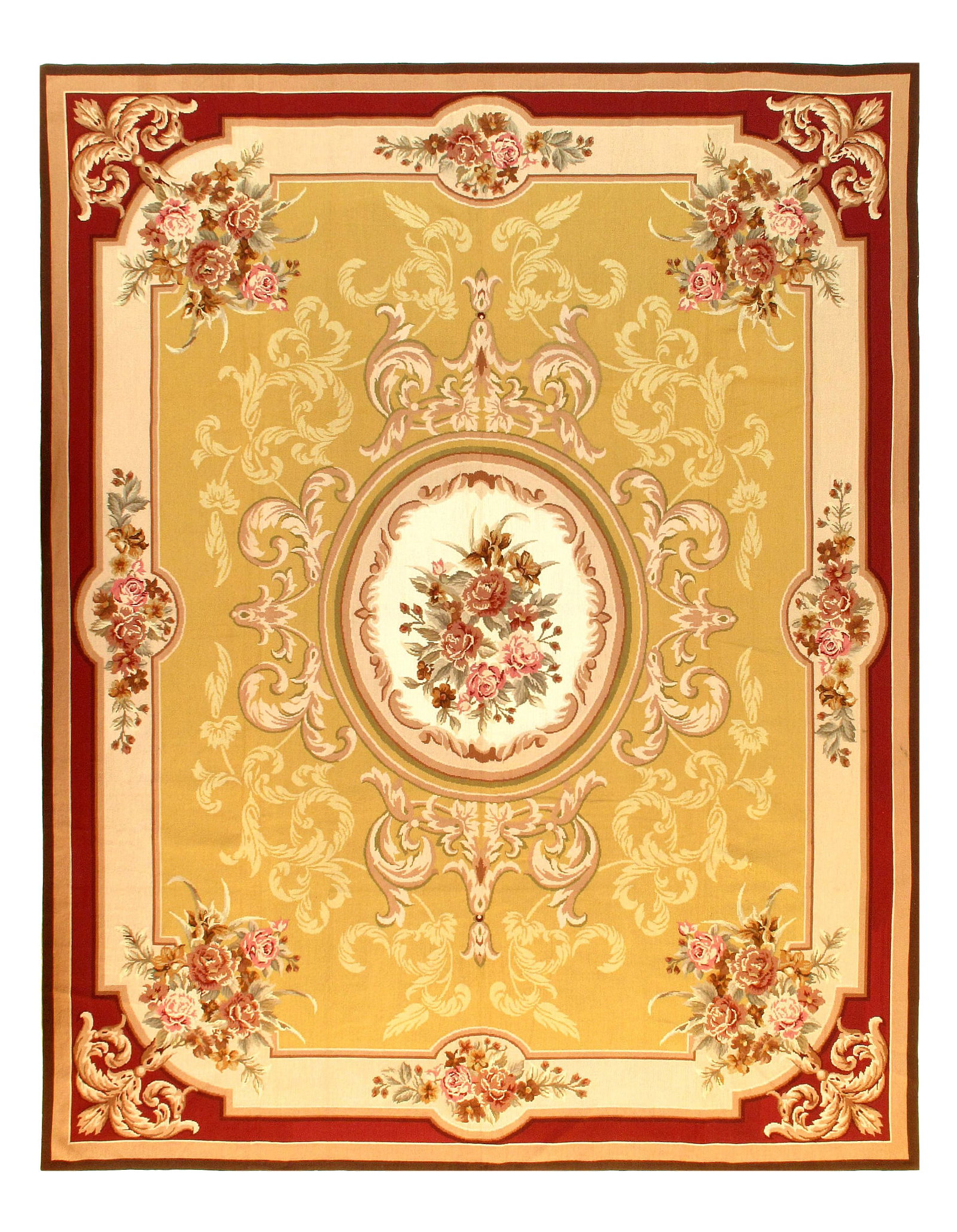 Gold Fench Abusson 8' X 11': Gold Fench Abusson 8' X 11' - , Abussan, Flatweave, Lamb's Wool, 300 -19035- 862.This item is part of our fine auction collection which includes many fine home accessories including antique rugs, vint