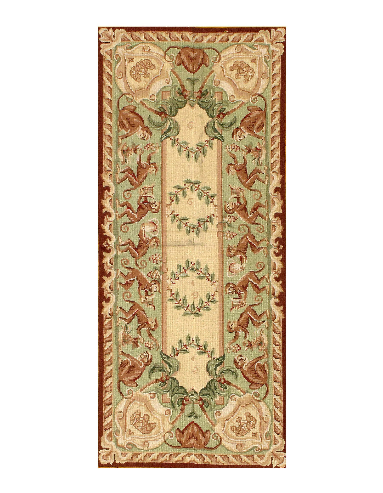Beige Needlepoint Rug 2'.5'' X 5'.8'': Beige Needlepoint Rug 2'.5'' X 5'.8'' - circa 1960, Abussan, Hand-Knotted, Lamb's Wool, 300 -D07795- 862.This item is part of our fine auction collection which includes many fine home accessories