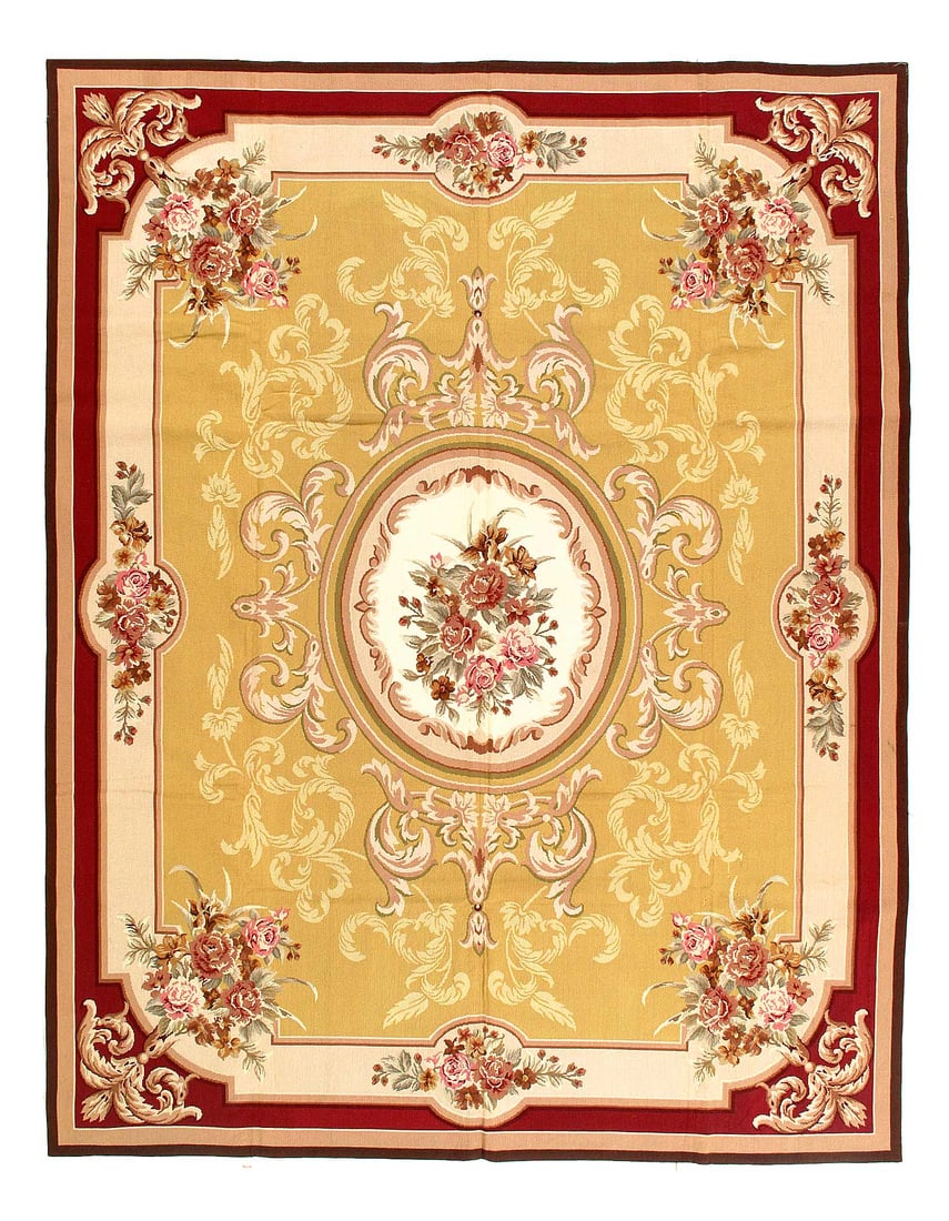 Green Fine Hand Knotted Flat weave Aubusson rug 7'9"x 9'9": Green Fine Hand Knotted Flat weave Aubusson rug 7'9"x 9'9" - NEW, Abuson, Hand-Woven, Lamb's Wool, 300 -19036- 862.This item is part of our fine auction collection which includes many fine home access