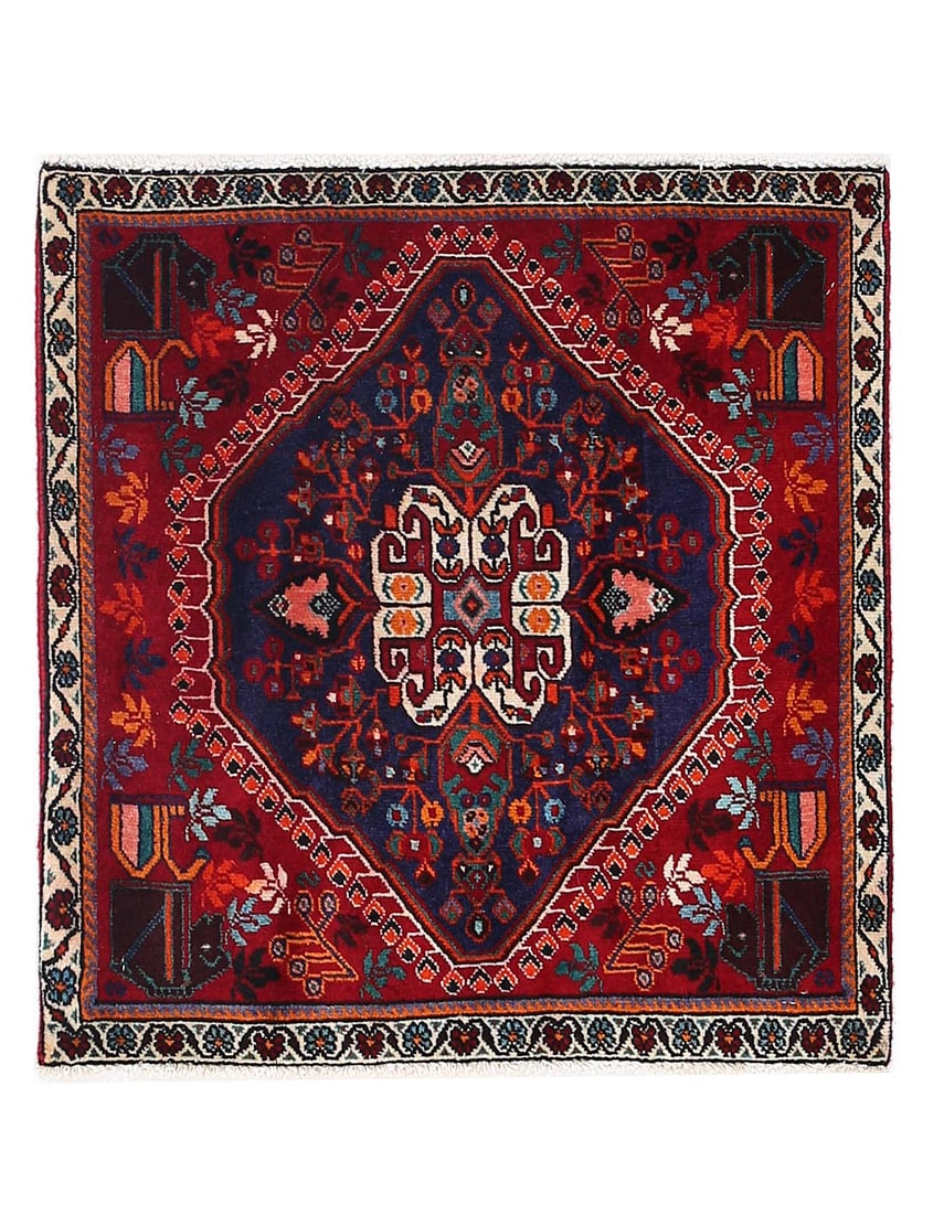Fine Hand Knotted Persian Square abadeh rug 2' X 2'1'': Fine Hand Knotted Persian Square abadeh rug 2' X 2'1'' - 1980, Abadeh, Hand-Knotted, Lamb's Wool, 300 -D13434- 862.This item is part of our fine auction collection which includes many fine home access