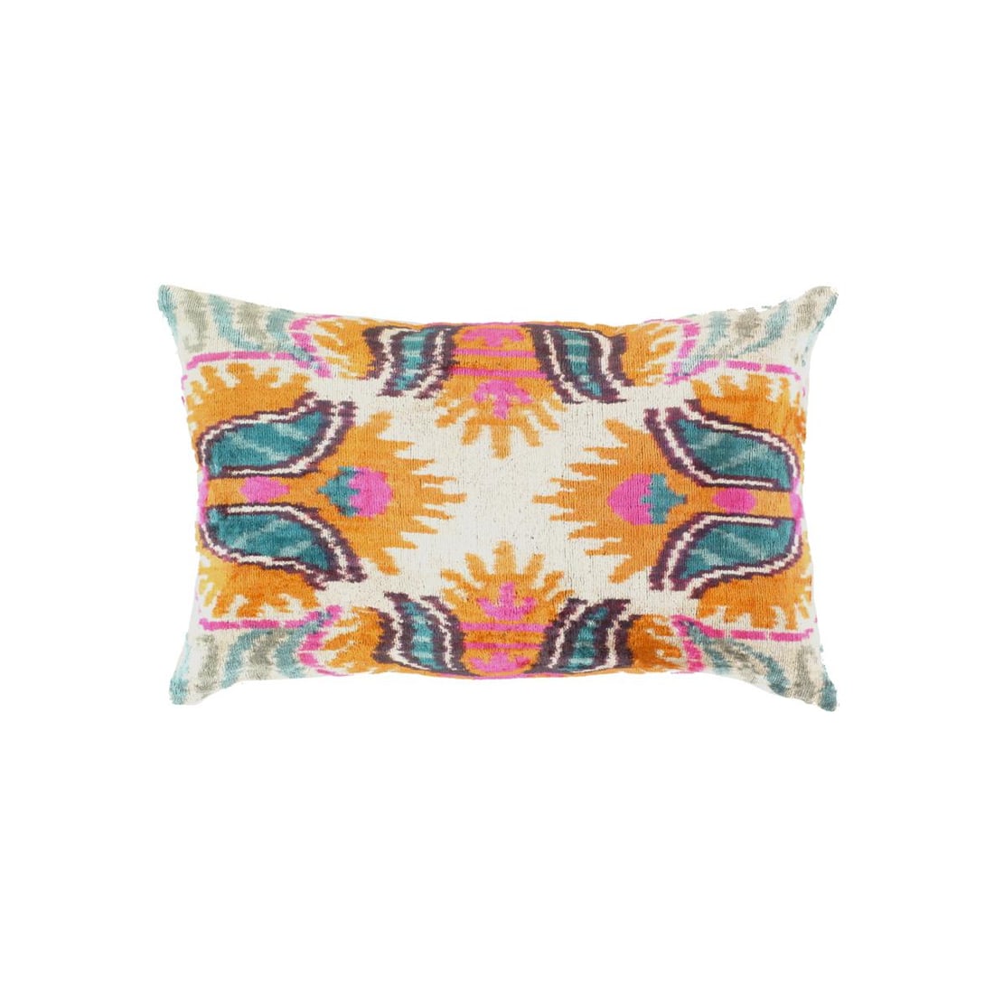 TI 43 Turkish white Silk Ikat pillow: TI 43 Turkish white Silk Ikat pillow - New, Ikat, Hand-Woven, Velvet Silk, 300 -TI 43- 862.This item is part of our fine auction collection which includes many fine home accessories including antique 