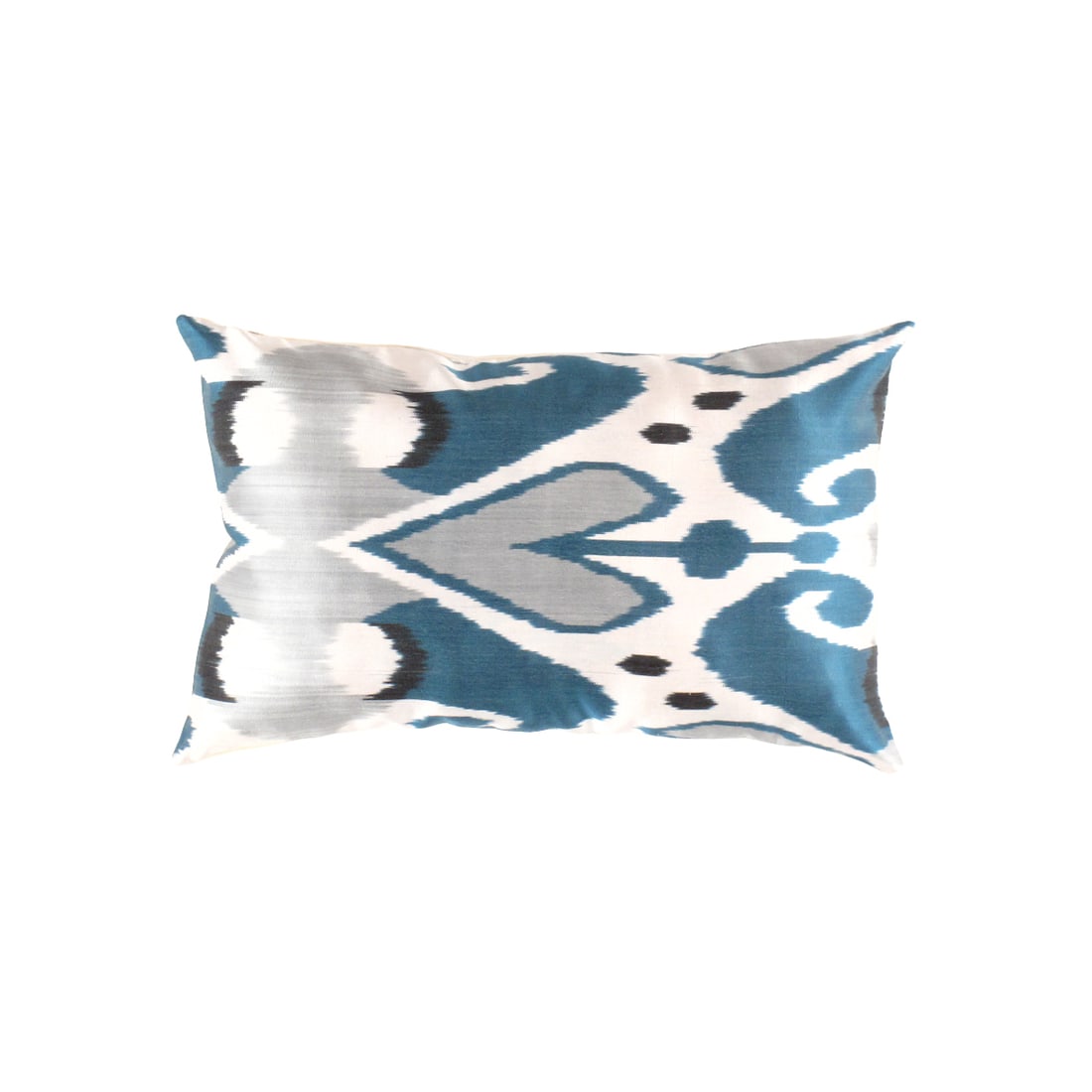 TI 241 Turkish White & blue Silk Pillow Ikat: TI 241 Turkish White & blue Silk Pillow Ikat - New, Ikat, Hand-made, Pure Silk, 300 -TI 241- 862.This item is part of our fine auction collection which includes many fine home accessories including an