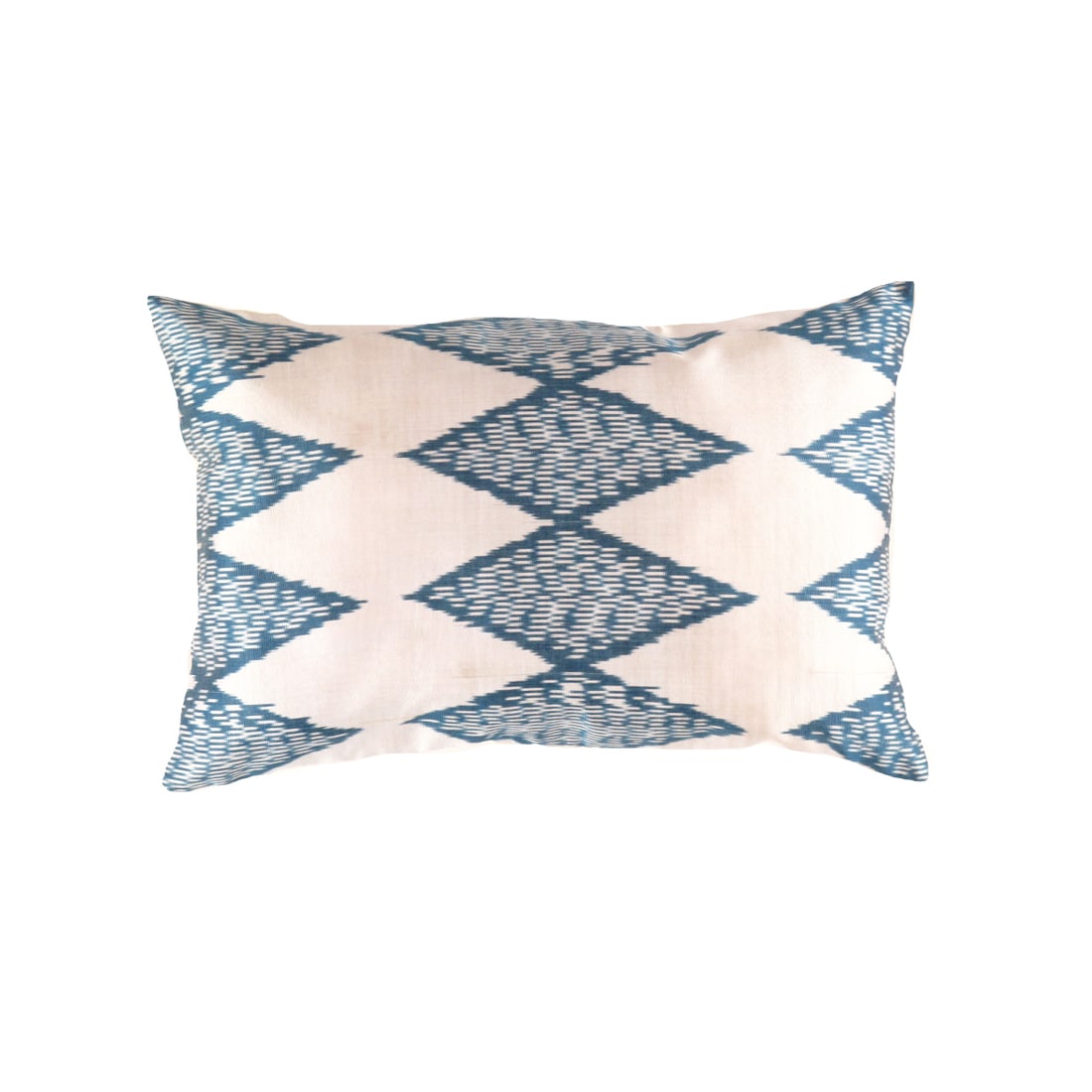 TI 111 Turkish white & Blue Silk Ikat pillow: TI 111 Turkish white & Blue Silk Ikat pillow - New, Ikat, Hand-made, Pure Silk, 300 -TI 111- 862.This item is part of our fine auction collection which includes many fine home accessories including an