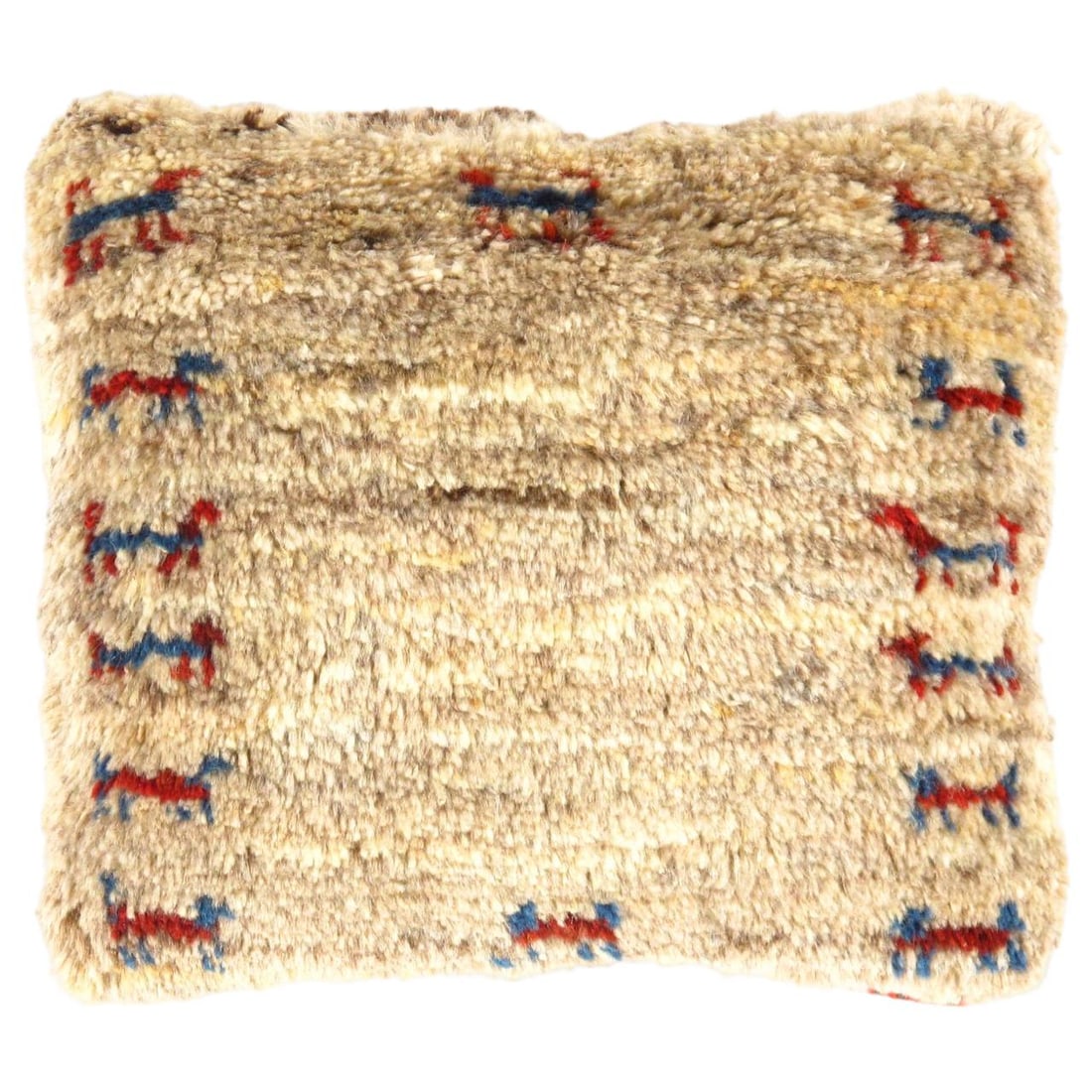 Fine Hand knotted Persian Gabbeh pillow 13'' X 15": Fine Hand knotted Persian Gabbeh pillow 13'' X 15" - New, Gabbeh, Handmade , Lamb's Wool, 300 -PG 169- 862.This item is part of our fine auction collection which includes many fine home accessories in