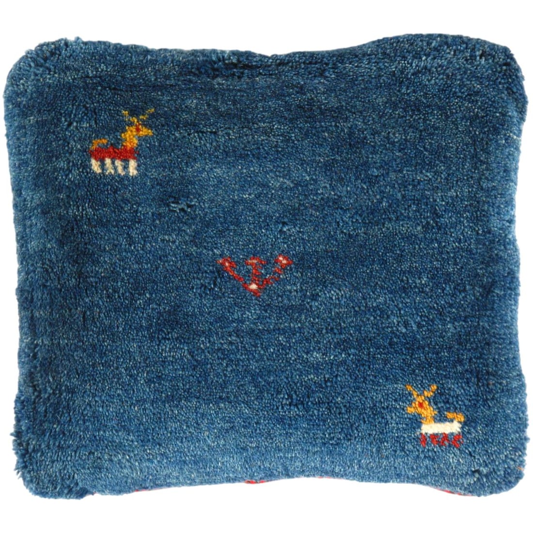 Navy Blue Hand knotted Persian Gabbeh Pillow 15' X 17': Navy Blue Hand knotted Persian Gabbeh Pillow 15' X 17' - New, Gabbeh, Handmade , Lamb's Wool, 300 -PG 101- 862.This item is part of our fine auction collection which includes many fine home accessorie