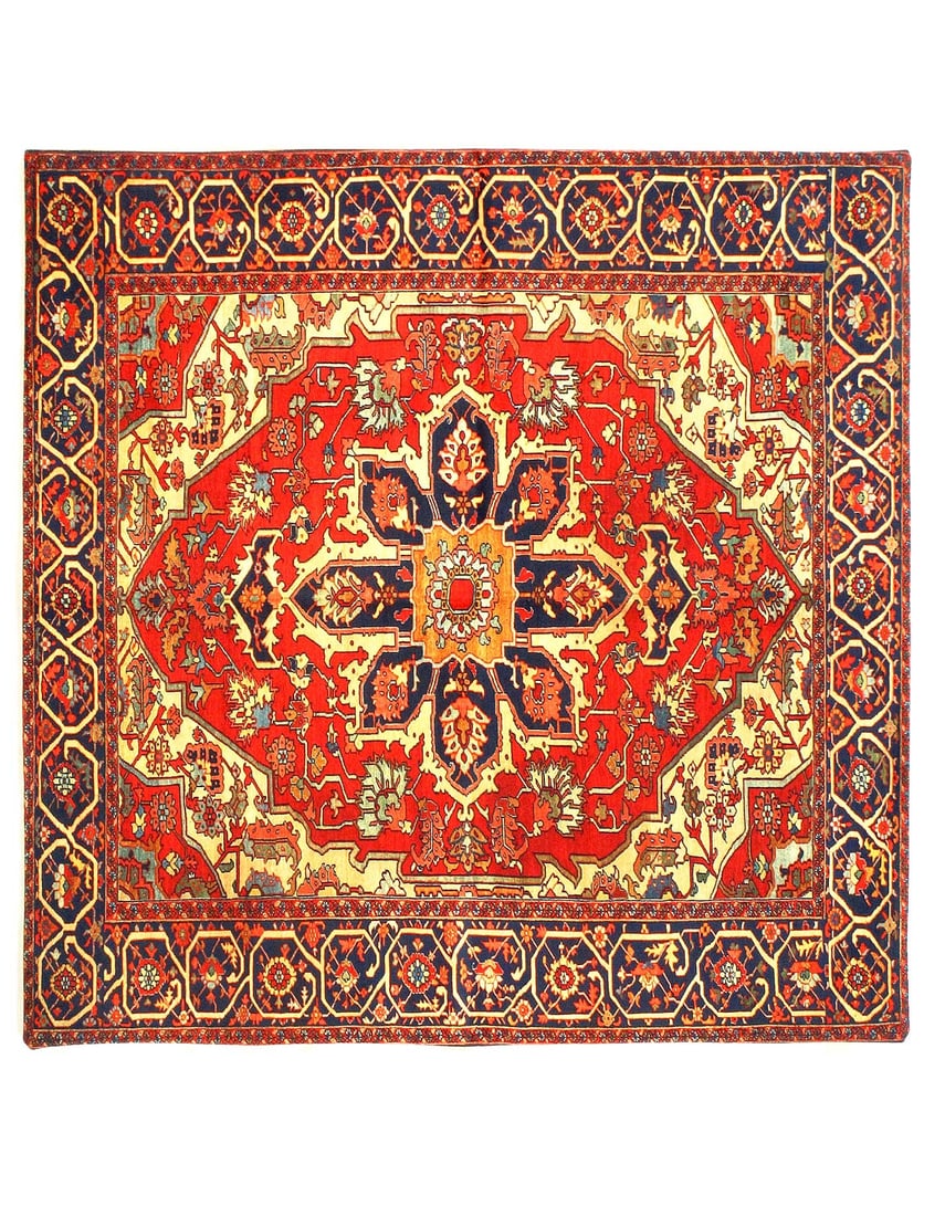 Vintage Serapi design Velvet table cloth 2'2'' X 2'2'': Vintage Serapi design Velvet table cloth 2'2'' X 2'2'' - n/a, Serapi, Hand-Knotted, Velvet Silk, 300 -D14503- 862.This item is part of our fine auction collection which includes many fine home accesso