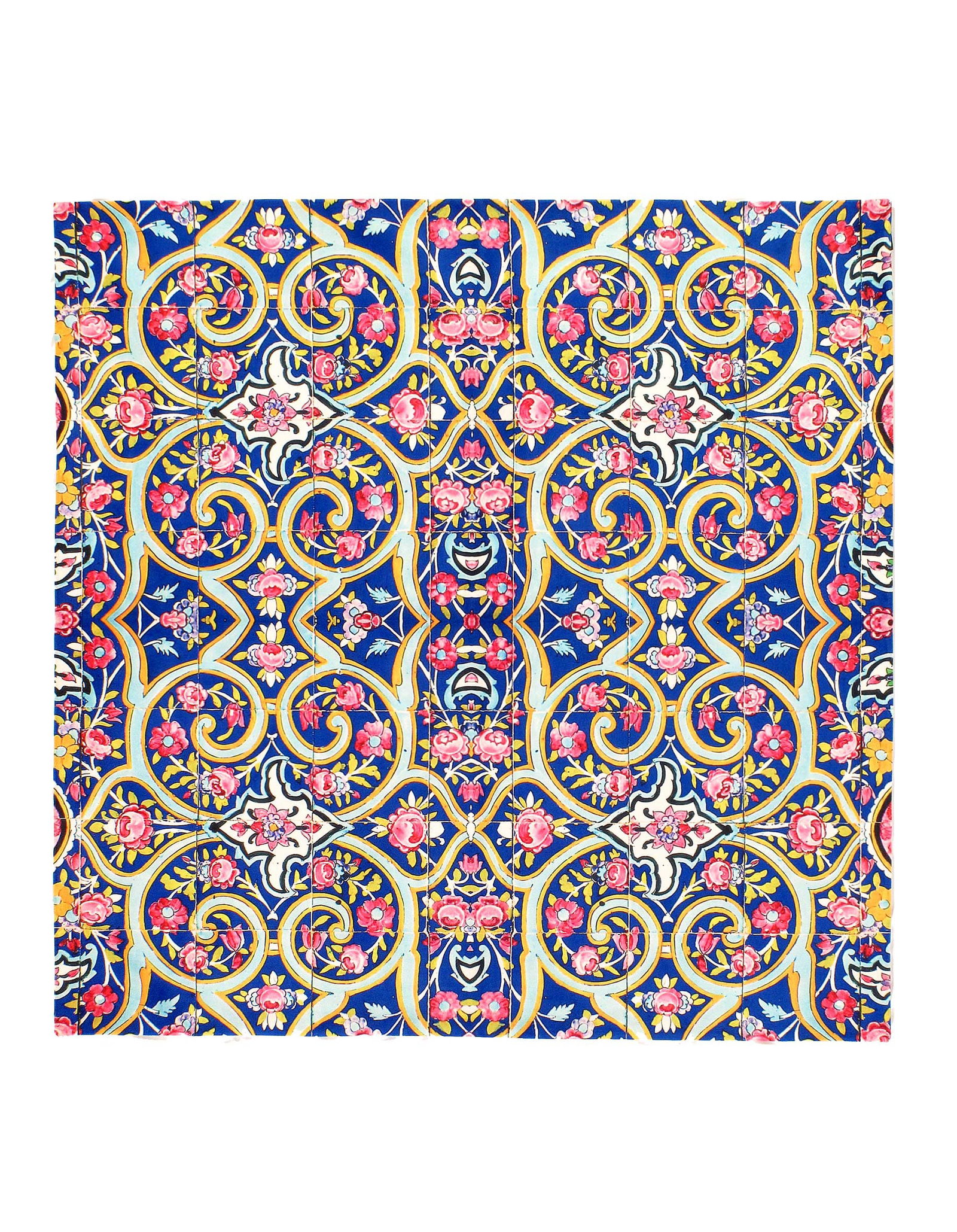 Vintage tile design Velvet table cloth 3' X 3': Vintage tile design Velvet table cloth 3' X 3' - , Isfahan, N/A, Velvet Silk, 300 -D11691- 862.This item is part of our fine auction collection which includes many fine home accessories including anti