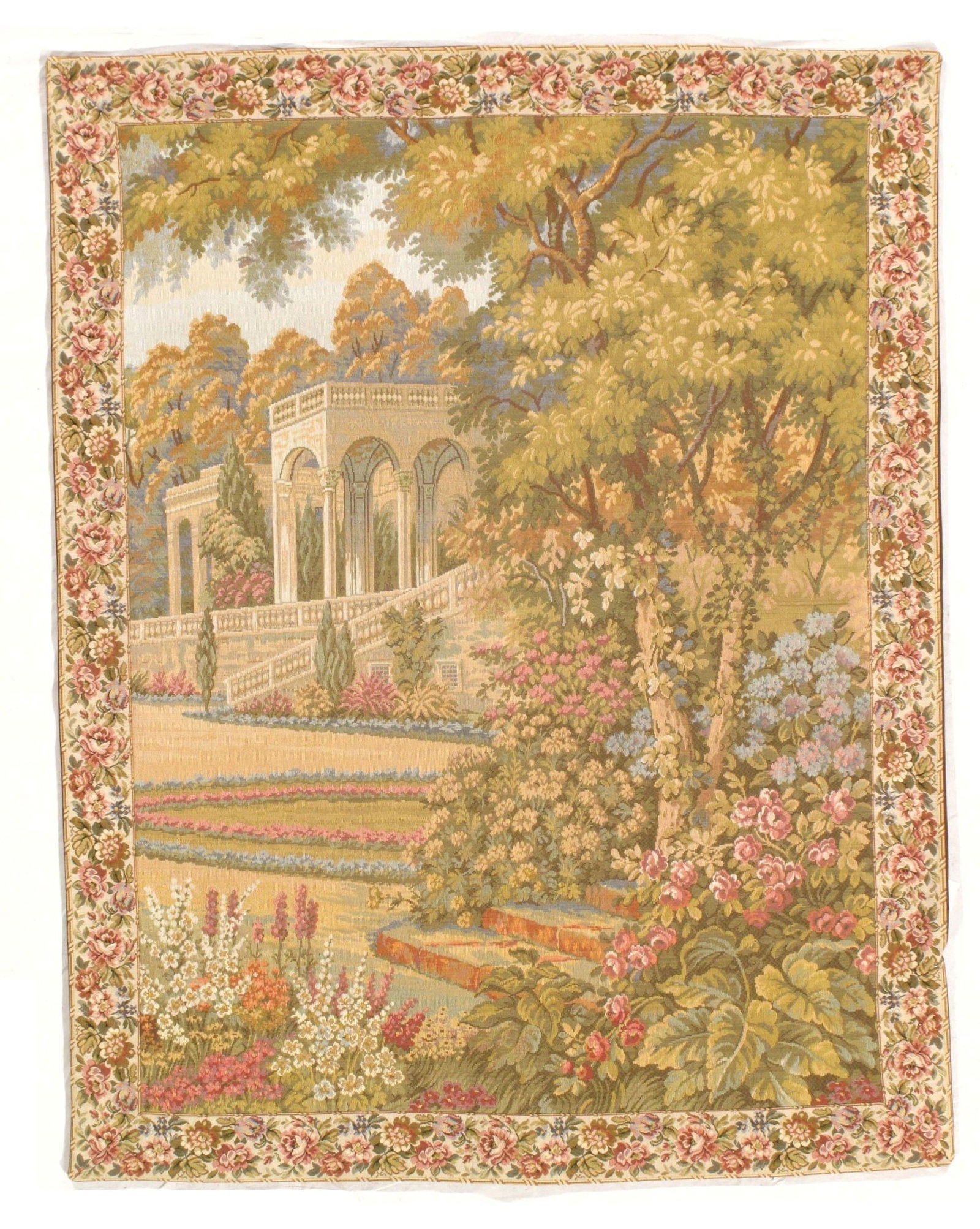 Wool and Silk Antique French Tapestry 2'9'' X 3'6'': Wool and Silk Antique French Tapestry 2'9'' X 3'6'' - CIRCA 1930, French, Hand-Knotted, Cotton, 300 -D15255- 862.This item is part of our fine auction collection which includes many fine home accessor