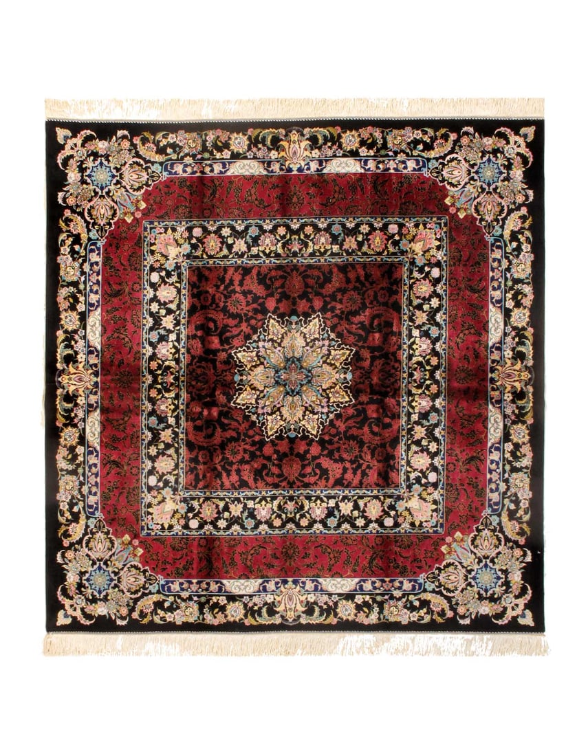 Persian Qum Design Rug 5'X 5': Persian Qum Design Rug 5'X 5' - NEW, Qum, Machine-Made, V. Silk, 300 -D15707- 862.This item is part of our fine auction collection which includes many fine home accessories including antique rugs, vin