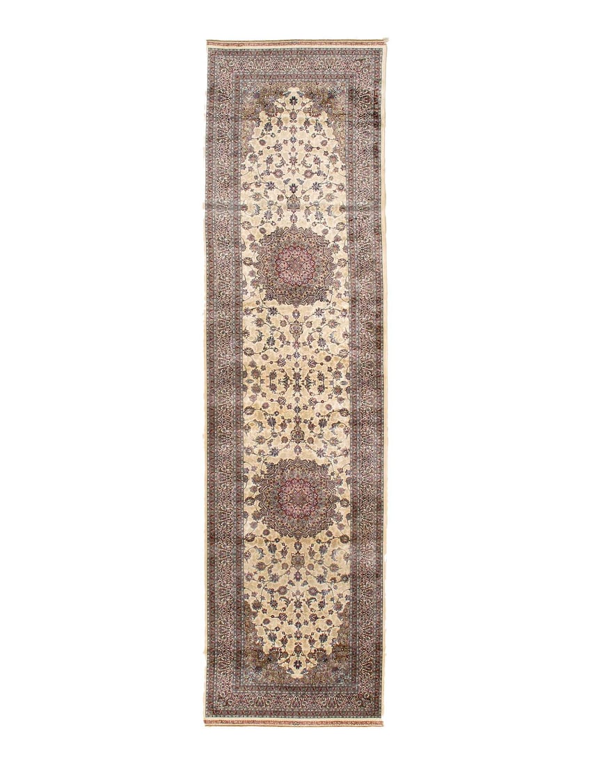 Persian Isfahan Design Runner 2'7"x 9'9": Persian Isfahan Design Runner 2'7"x 9'9" - NEW, Isfahan, Machine-Made, V. Silk, 300 -D15701- 862.This item is part of our fine auction collection which includes many fine home accessories including an