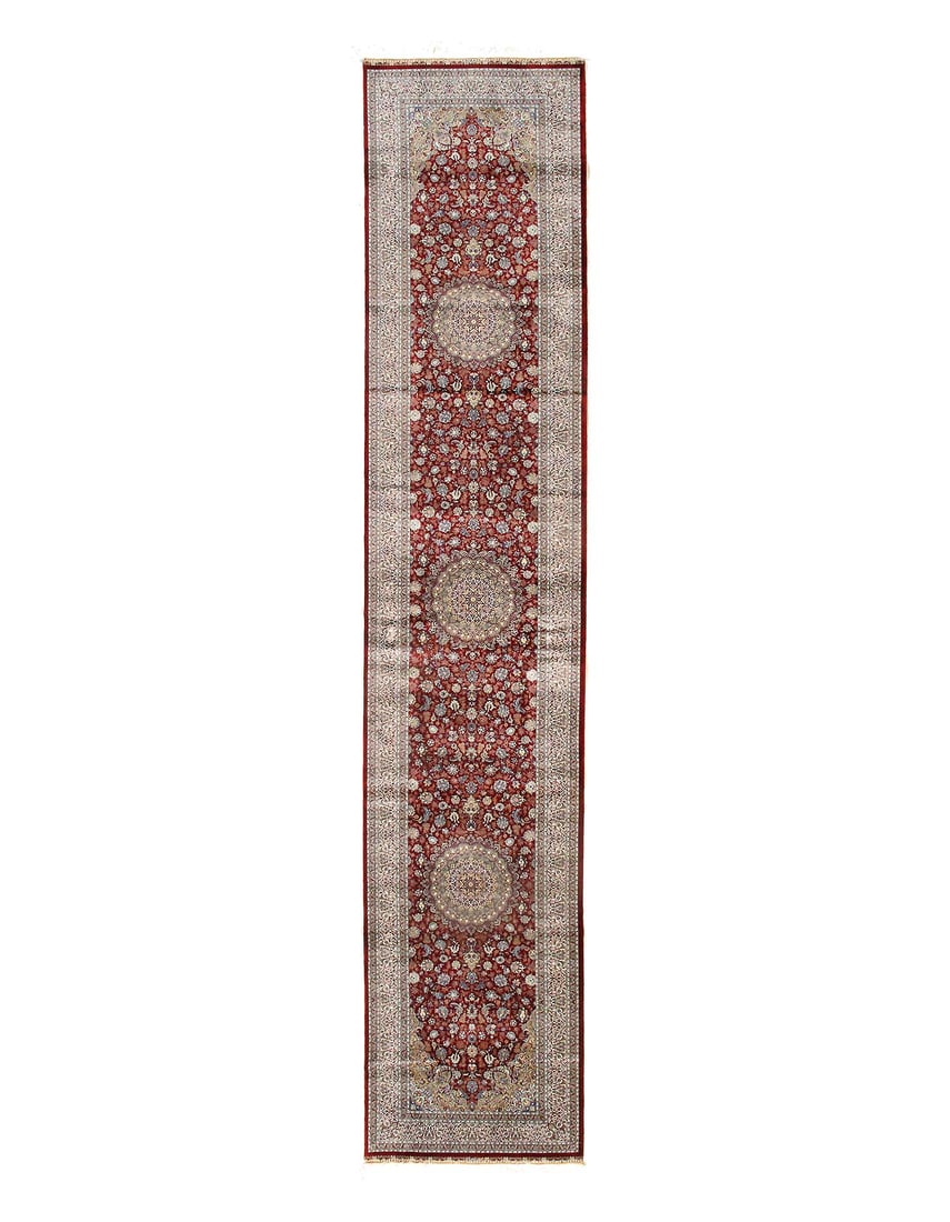 Persian Isfahan Design Runner 2'7"X 13'1": Persian Isfahan Design Runner 2'7"X 13'1" - NEW, Isfahan, Machine-Made, V. Silk, 300 -D15702- 862.This item is part of our fine auction collection which includes many fine home accessories including a