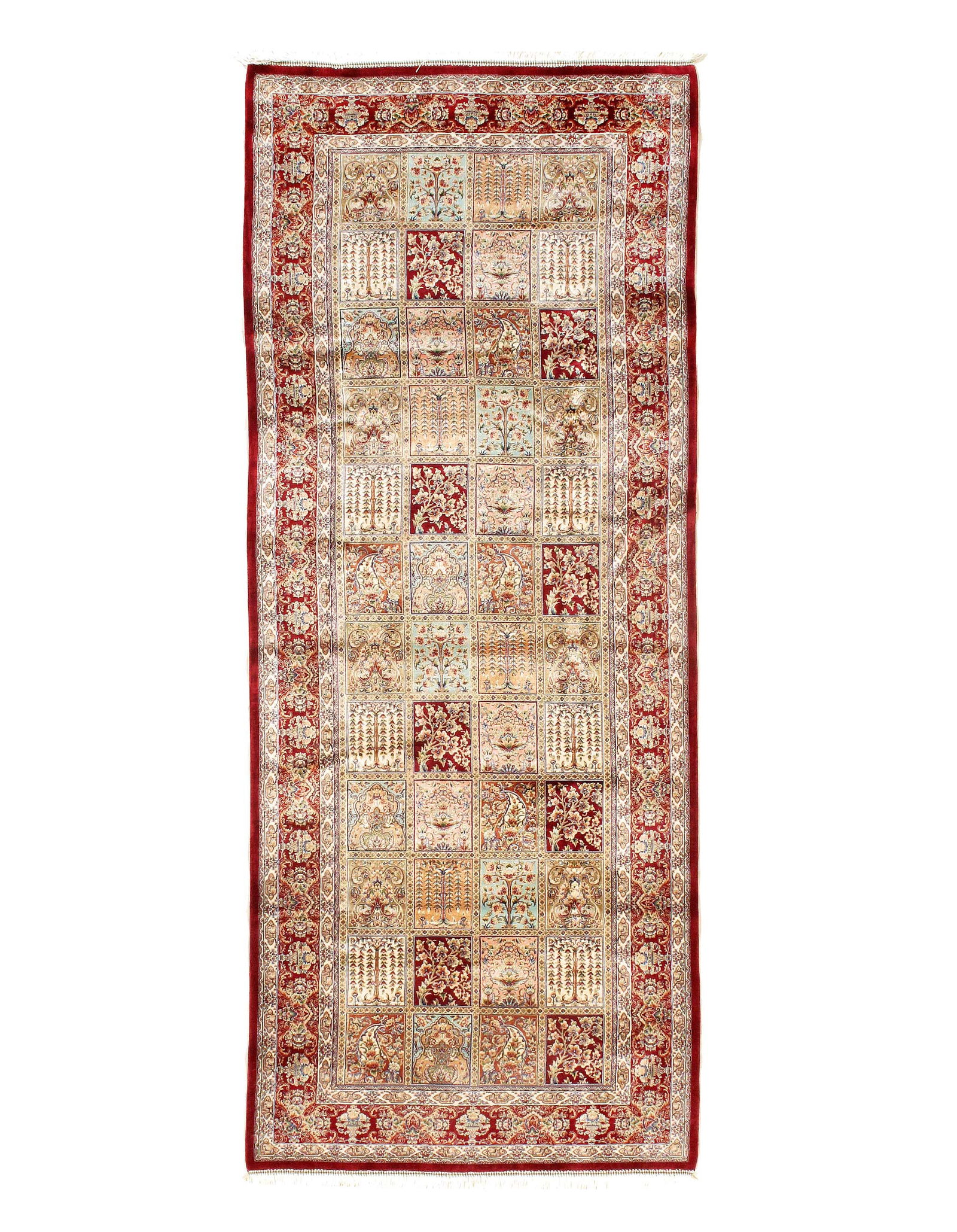 Persian Qum Design Runner 2'7"X 6'3": Persian Qum Design Runner 2'7"X 6'3" - NEW, Qum, Machine-Made, V. Silk, 300 -D15670- 862.This item is part of our fine auction collection which includes many fine home accessories including antique ru