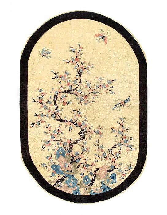 Antique Chinese Art Deco Oval Rug 5'1"x 7'9": Antique Chinese Art Deco Oval Rug 5'1"x 7'9" - CIRCA 1920, Art Deco, Hand-Knotted, Lamb's Wool, 300 -D15221- 862.This item is part of our fine auction collection which includes many fine home accessor