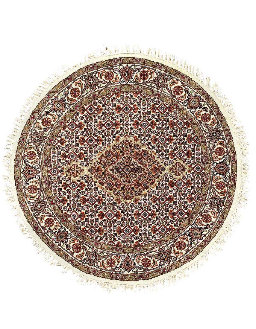 Tabriz Mahi Design Silk & Wool Rug 3'4" X 3'4": Tabriz Mahi Design Silk & Wool Rug 3'4" X 3'4" - New, Tabriz, Hand-Knotted, Lamb's Wool, 300 -D12534- 862.This item is part of our fine auction collection which includes many fine home accessories inc