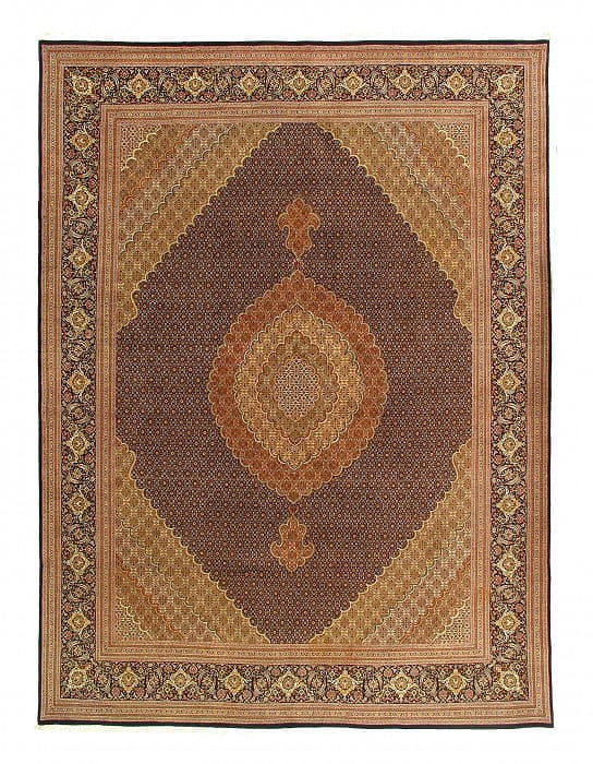 Genuine Tabriz Fish Design Silk & Wool Pile Rug 10'X 13': Genuine Tabriz Fish Design Silk & Wool Pile Rug 10'X 13' - CIRCA 1990, Tabriz, Hand-Knotted, Wool & Silk, 300 -D15160- 862.This item is part of our fine auction collection which includes many fine hom