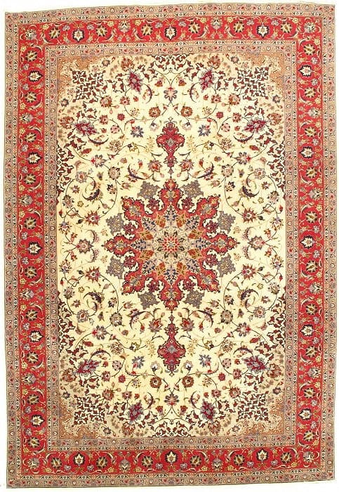 Ivory Persian Tabriz silk & wool 7'x10': Ivory Persian Tabriz silk & wool 7'x10' - , Tabriz, Hand-Knotted, Wool & Silk, 300 -D08812- 862.This item is part of our fine auction collection which includes many fine home accessories including ant