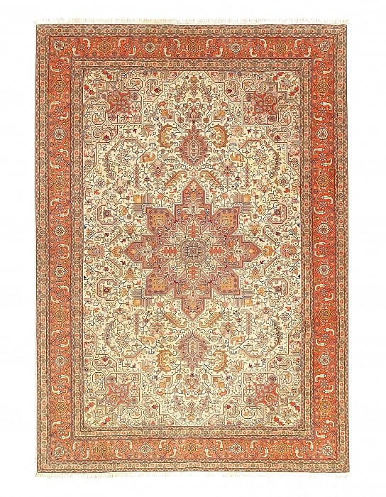 Ivory Persian Tabriz silk & wool 7'x10': Ivory Persian Tabriz silk & wool 7'x10' - New, Tabriz, Hand-Knotted, Wool & Silk, 300 -D08587- 862.This item is part of our fine auction collection which includes many fine home accessories including 