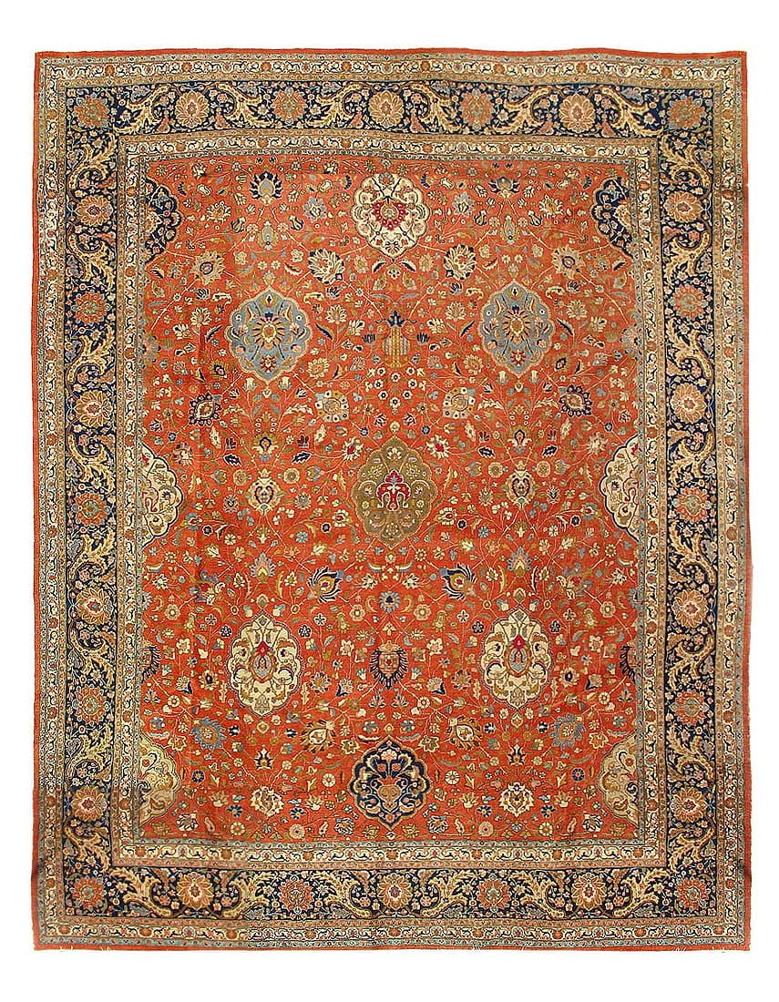 Rust Persian Antique Tabriz 12'8"x 16'2": Rust Persian Antique Tabriz 12'8"x 16'2" - CIRCA 1900, Tabriz, Hand-Knotted, Lamb's Wool, 300 -D10798- 862.This item is part of our fine auction collection which includes many fine home accessories in