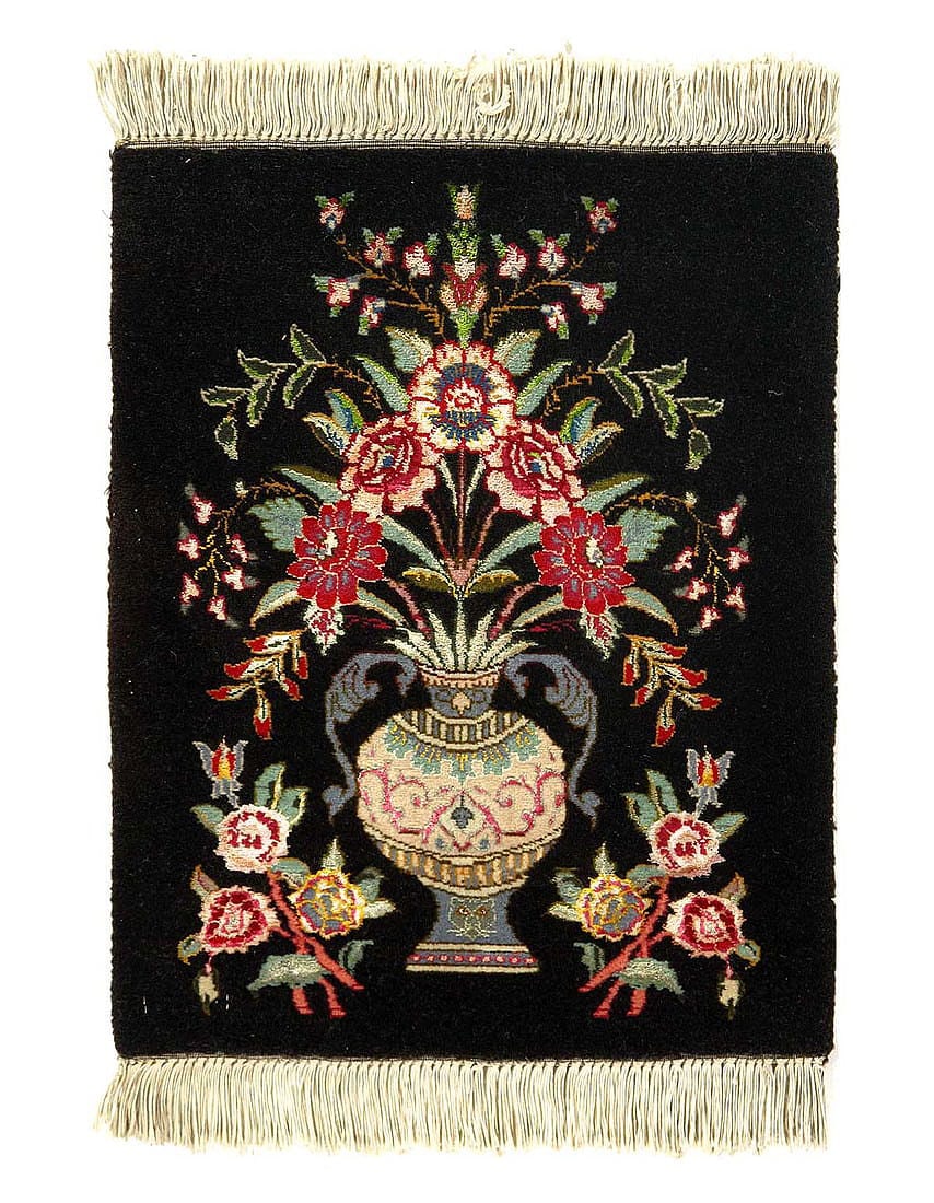 Fine hand Knotted Persain silk & wool Tabriz 1'5"X 1.11": Fine hand Knotted Persain silk & wool Tabriz 1'5"X 1.11" - CIRCA 1980, Tabriz, Hand-Knotted, Wool & Silk, 300 -D03366- 862.This item is part of our fine auction collection which includes many fine hom