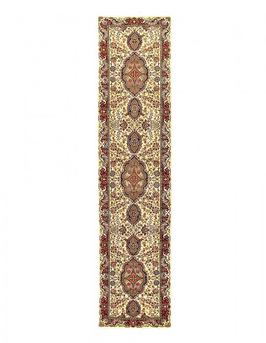 Super Fine Hand Knotted Persian Tabriz silk & wool Runner 2'11'' X 12'11'': Super Fine Hand Knotted Persian Tabriz silk & wool Runner 2'11'' X 12'11'' - New, Tabriz, Hand-Knotted, Wool & Silk, 300 -11066- 862.This item is part of our fine auction collection which includes man