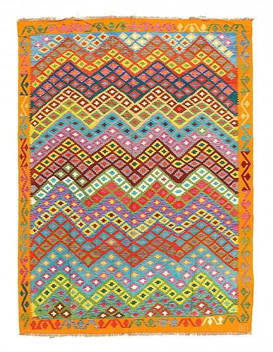 Reversible Kilim Flat Weave Wool On Wool Rug 6'X 8': Reversible Kilim Flat Weave Wool On Wool Rug 6'X 8' - NEW, Shiraz, Hand-Woven, Lamb's Wool, 300 -D14241- 862.This item is part of our fine auction collection which includes many fine home accessories 
