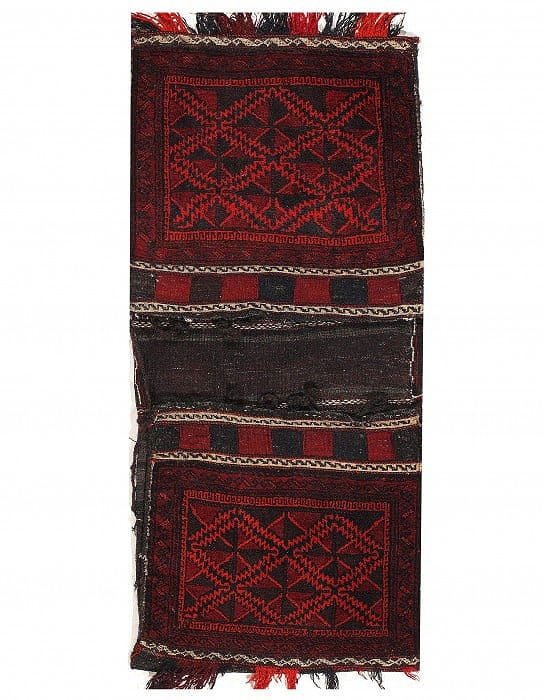 Vintage Persian Hand Knotted Shiraz saddle bag 2'5'' X 5': Vintage Persian Hand Knotted Shiraz saddle bag 2'5'' X 5' - Circa 1950, Shiraz, Hand-Knotted, Lamb's Wool, 300 -53187- 862.This item is part of our fine auction collection which includes many fine hom