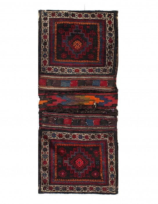 Vintage Persian Hand Knotted Shiraz saddle bag 2'1'' X 5'4'': Vintage Persian Hand Knotted Shiraz saddle bag 2'1'' X 5'4'' - Circa 1950, Shiraz, Hand-Knotted, Lamb's Wool, 300 -53192- 862.This item is part of our fine auction collection which includes many fine 