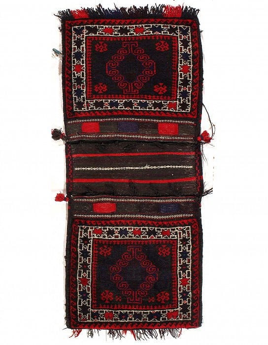 Vintage Persian Hand Knotted Shiraz saddle bag 2' X 4'11'': Vintage Persian Hand Knotted Shiraz saddle bag 2' X 4'11'' - Circa 1950, Shiraz, Hand-Knotted, Lamb's Wool, 300 -53195- 862.This item is part of our fine auction collection which includes many fine ho
