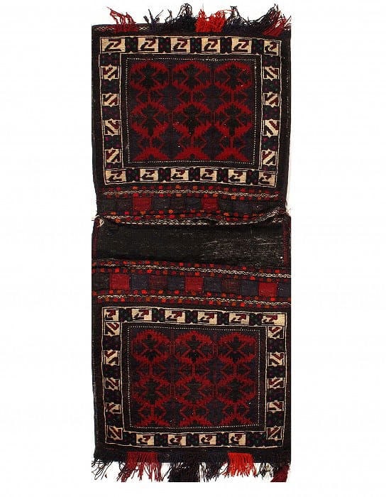 Vintage Persian Hand Knotted Shiraz saddle bag 2'2'' X 4'9'': Vintage Persian Hand Knotted Shiraz saddle bag 2'2'' X 4'9'' - Circa 1950, Shiraz, Hand-Knotted, Lamb's Wool, 300 -53918- 862.This item is part of our fine auction collection which includes many fine 