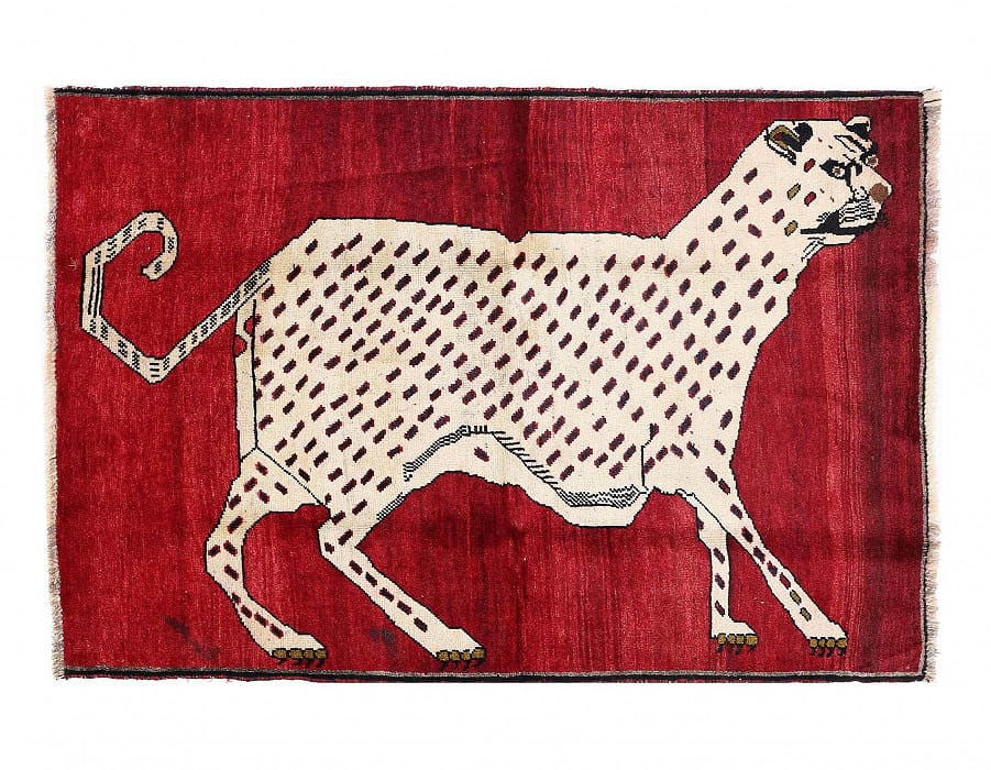 Fine Hand Knotted Cheetah Design Persian Shiraz Rug 3'5'' X 5': Fine Hand Knotted Cheetah Design Persian Shiraz Rug 3'5'' X 5' - New, Shiraz, Hand-Knotted, Lamb's Wool, 300 -D13878- 862.This item is part of our fine auction collection which includes many fine home
