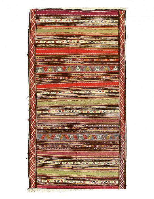 Rust Hand Knotted fine Kilim rug 5'3"x 9'4": Rust Hand Knotted fine Kilim rug 5'3"x 9'4" - circa 1980, Shiraz, Hand-Woven, Lamb's Wool, 300 -14398- 862.This item is part of our fine auction collection which includes many fine home accessories in