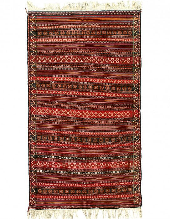 Red Vintage Reversible Kilim Flat Weave 5'7"X 9'5": Red Vintage Reversible Kilim Flat Weave 5'7"X 9'5" - CIRCA 1970, Shiraz, Hand-Woven, Lamb's Wool, 300 -14422- 862.This item is part of our fine auction collection which includes many fine home accesso