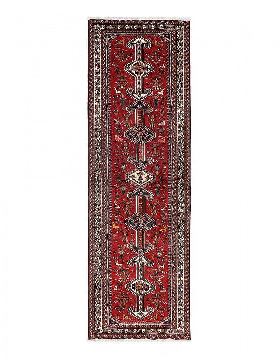 Hand knotted Persian shiraz runner 3'6"x12'6": Hand knotted Persian shiraz runner 3'6"x12'6" - circa 1960, Shiraz, Hand-Knotted, Lamb's Wool, 300 -D14005- 862.This item is part of our fine auction collection which includes many fine home accessori