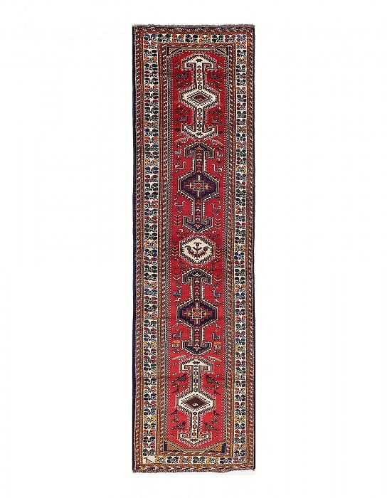 Hand knotted Persian shiraz runner 3'2"x13'1": Hand knotted Persian shiraz runner 3'2"x13'1" - new, Shiraz, Hand-Knotted, Lamb's Wool, 300 -D14011- 862.This item is part of our fine auction collection which includes many fine home accessories incl