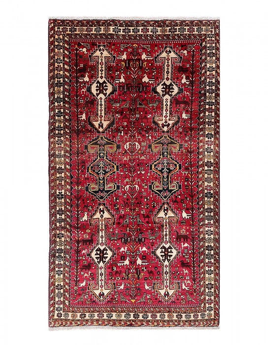 Fine Hand knotted Persian Shiraz rug 5'5"x10'3": Fine Hand knotted Persian Shiraz rug 5'5"x10'3" - circa 1950, Shiraz, Hand-Knotted, Wool, 300 -D14016- 862.This item is part of our fine auction collection which includes many fine home accessories in